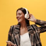 Woman listening to French songs